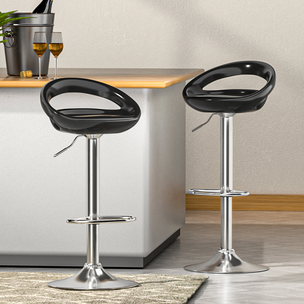 Artiss 2x Bar Stools Gas Lift Plastic Seat Black