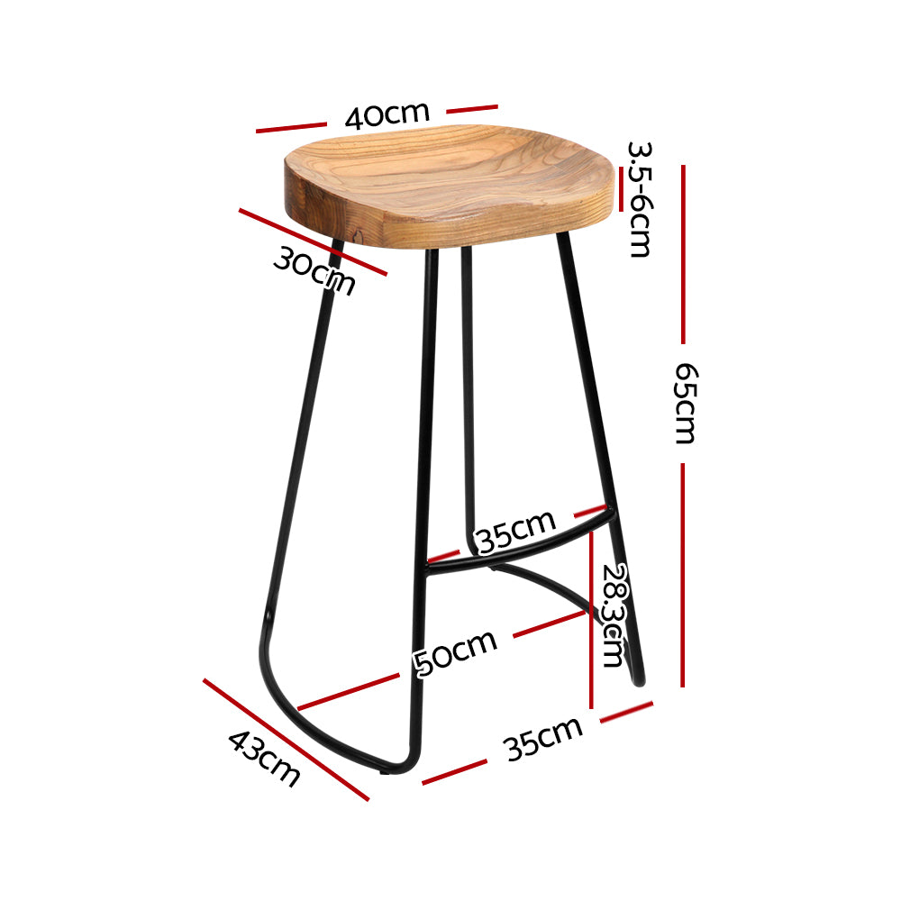 Artiss 2x Bar Stools Tractor Seat 65cm Wooden