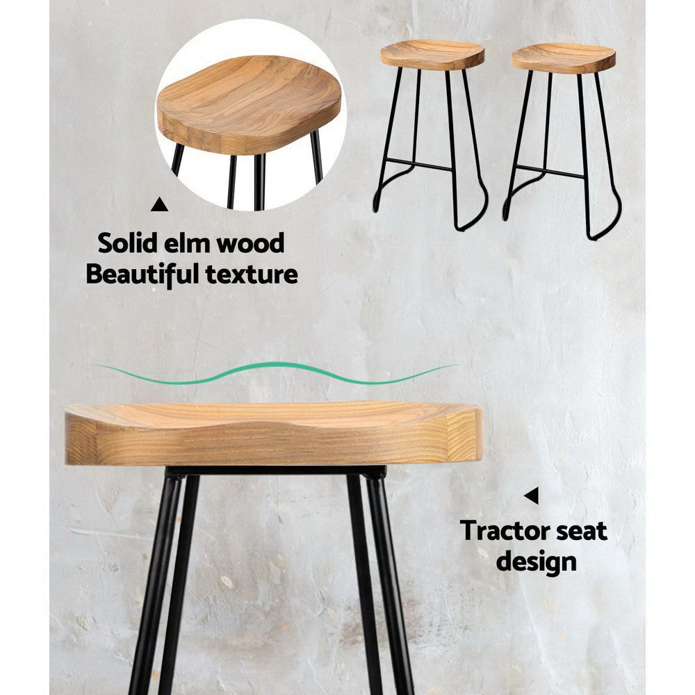 Artiss 4x Bar Stools Tractor Seat 65cm Wooden