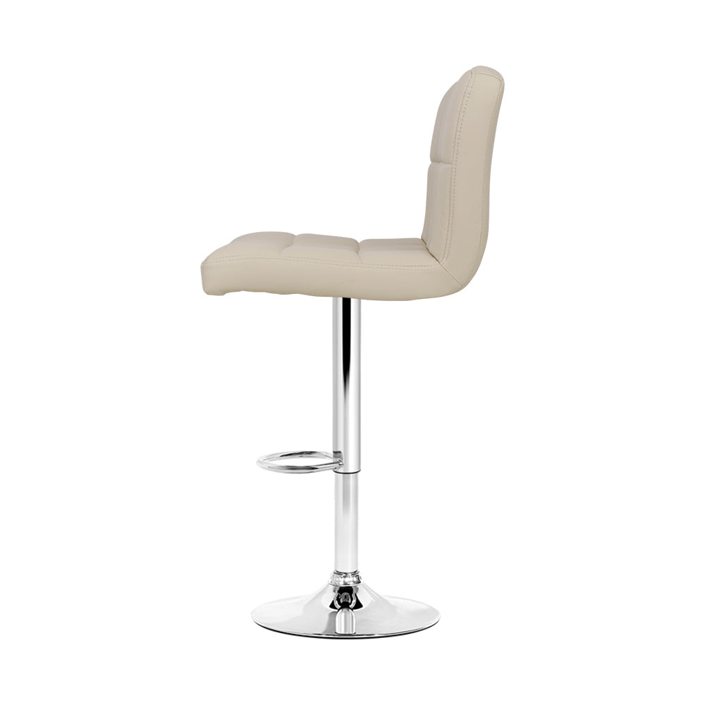 Artiss 2x Bar Stools Leather Gas Lift Beige