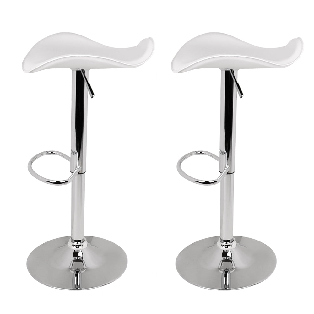 Artiss 2x Bar Stools Leather Gas Lift Chair White