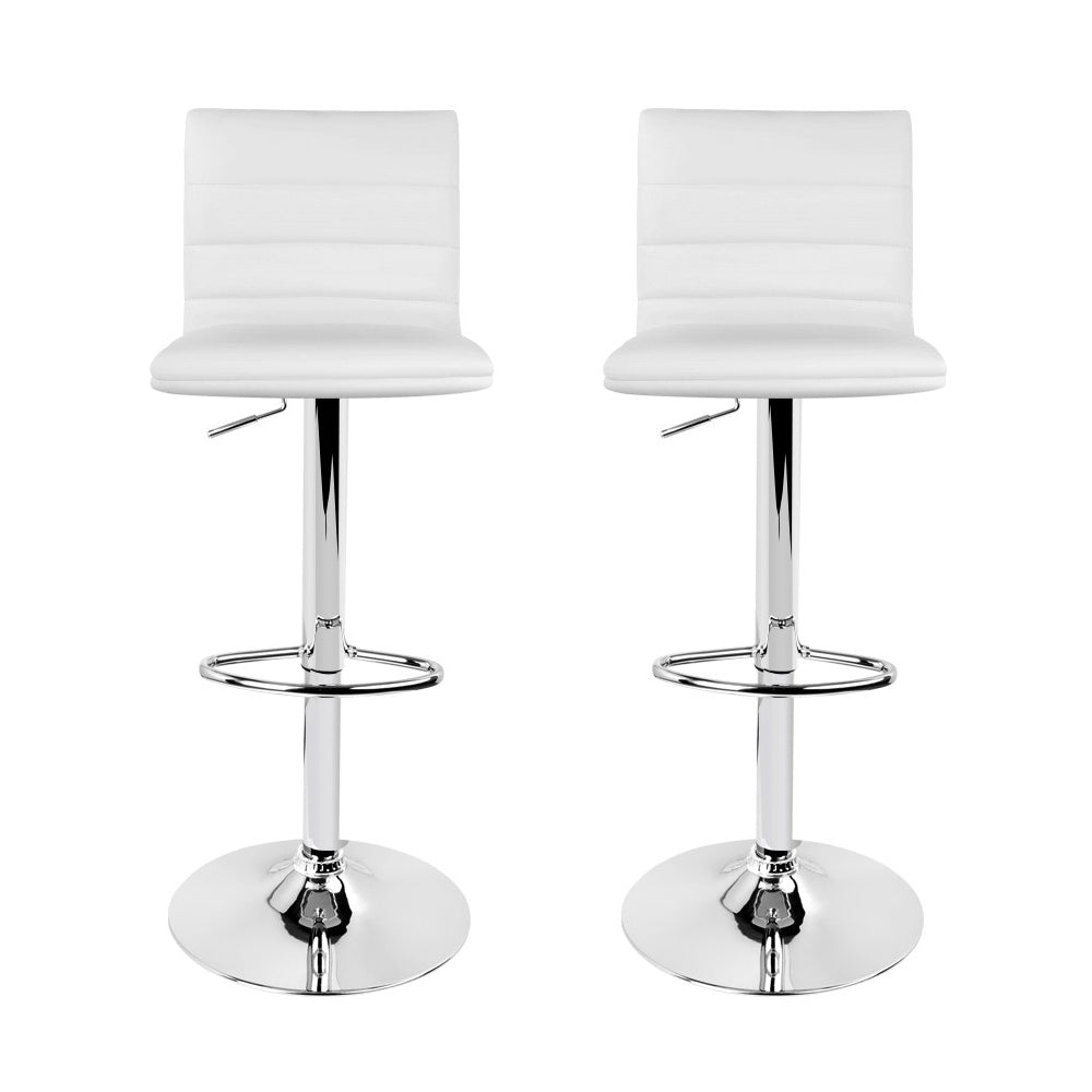 Artiss 2x Bar Stools Padded Leather Gas Lift White