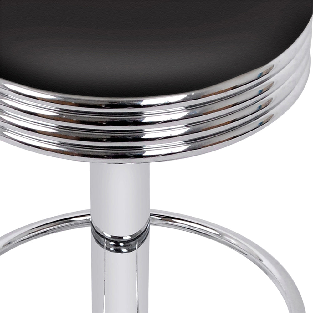 Artiss Set of 2 Backless PU Leather Bar Stools - Black and Chrome