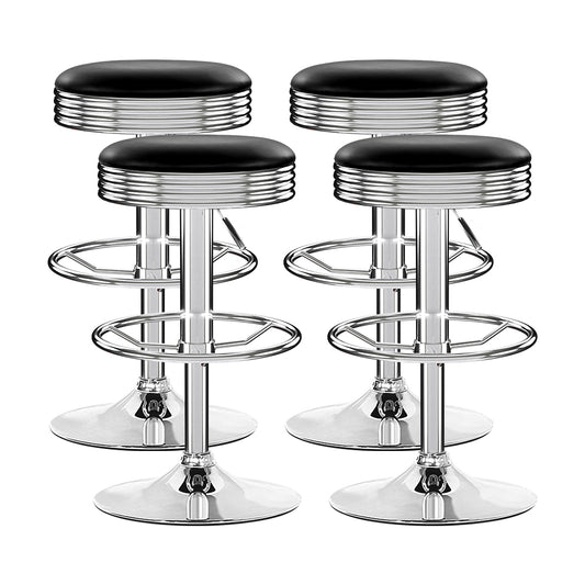 Artiss 4x Bar Stools Leather Padded Gas Lift Silver