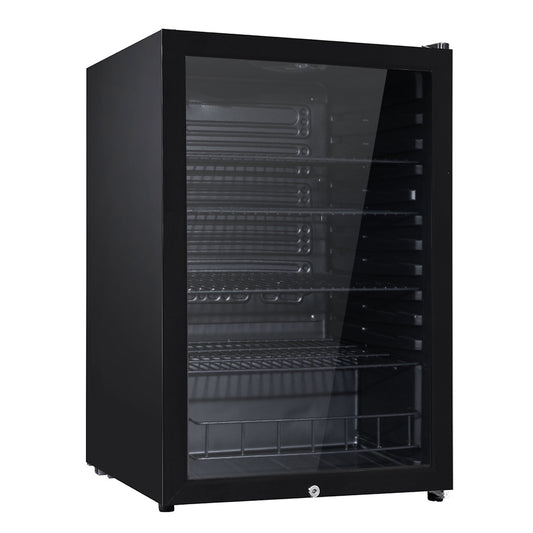 Devanti 115L Bar Fridge Glass Door w/Light Black