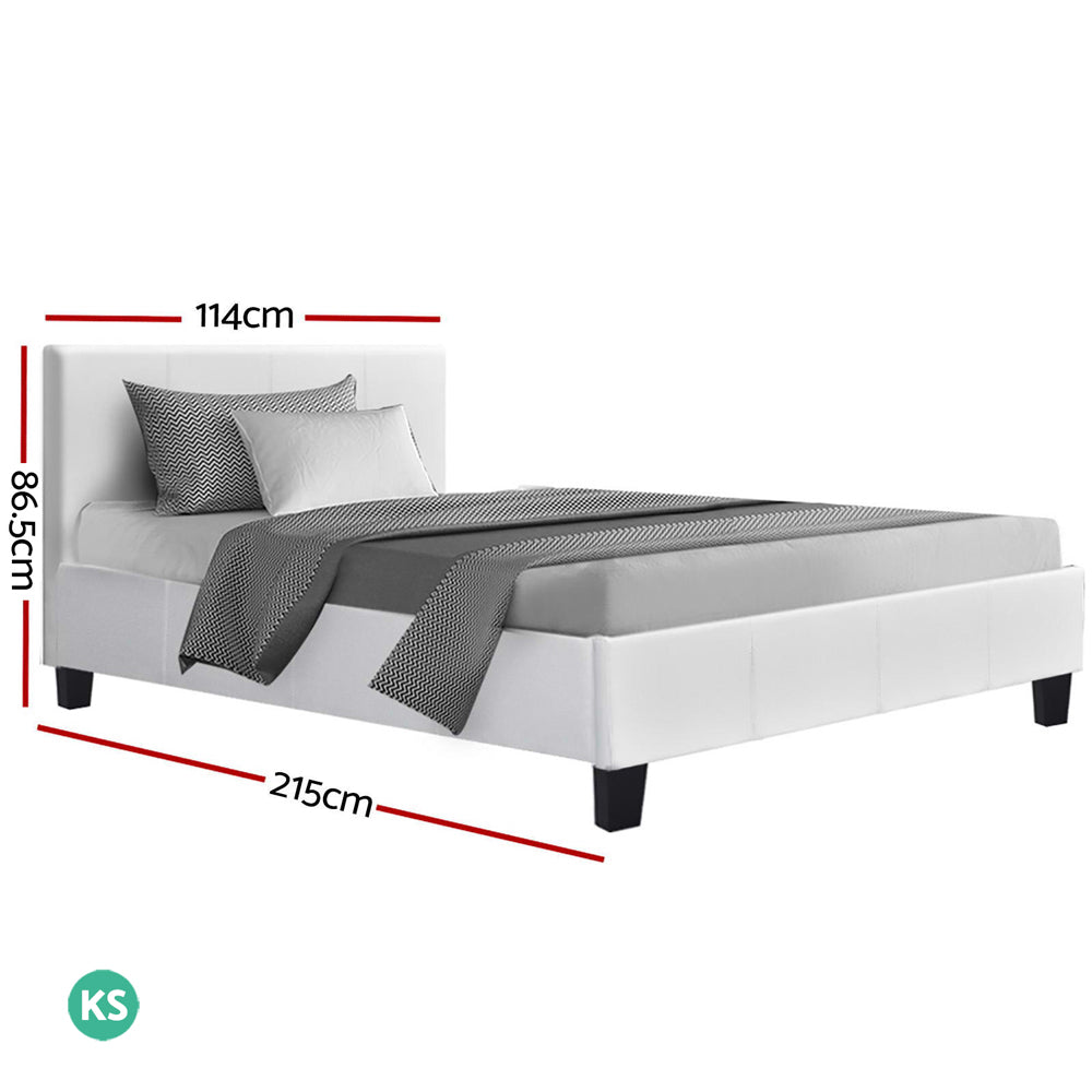 Artiss Bed Frame King Single Size White NEO