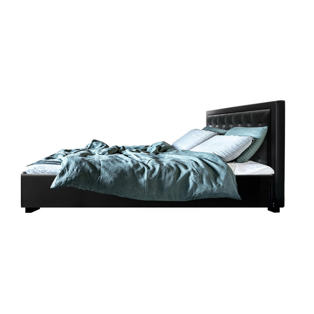 Artiss Bed Frame Queen Size Gas Lift Black TIYO