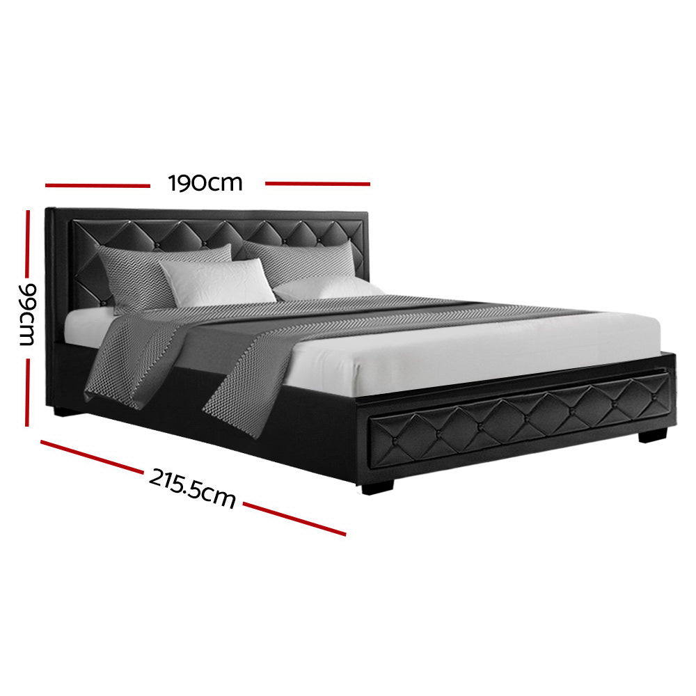 Artiss Bed Frame King Size Gas Lift Black TIYO