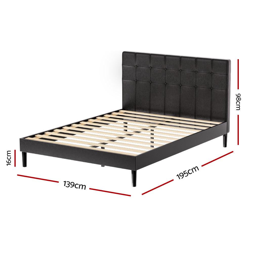 Artiss Bed Frame Double Size LED Black RAVI