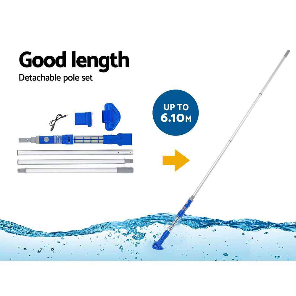 Bestway Pool Cleaner Cordless with Pole Swimming Pool Automatic Vacuum 6M