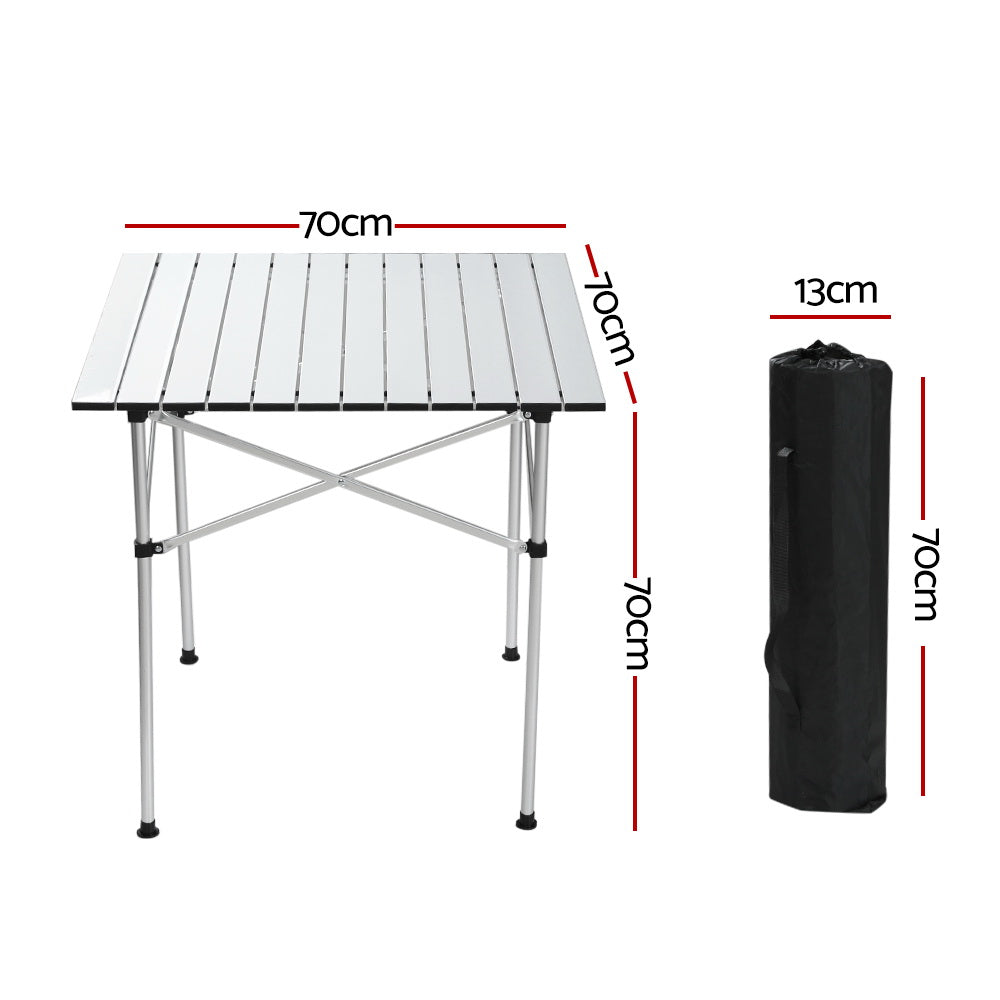 Weisshorn Camping Table Roll Up Aluminum Portable Desk Picnic 70CM