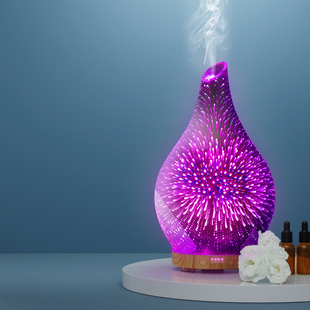 Devanti Aroma Diffuser Aromatherapy 3D LED Essential Oils Firework Humidifier