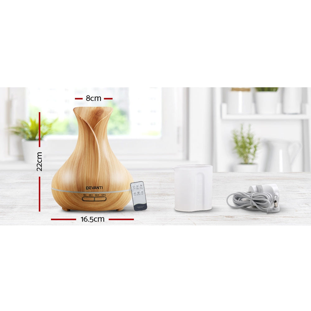 Devanti 400ml 4 in 1 Aroma Diffuser remote control - Light Wood