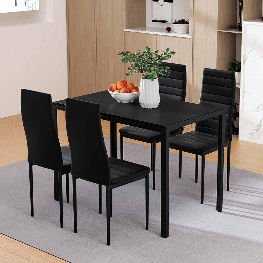 Artiss Dining Chairs and Table Dining Set 4 Chair Set Of 5 Black