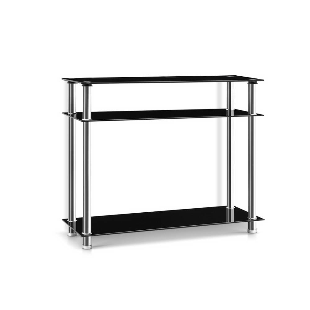 Artiss Console Table Tempered Glass Black