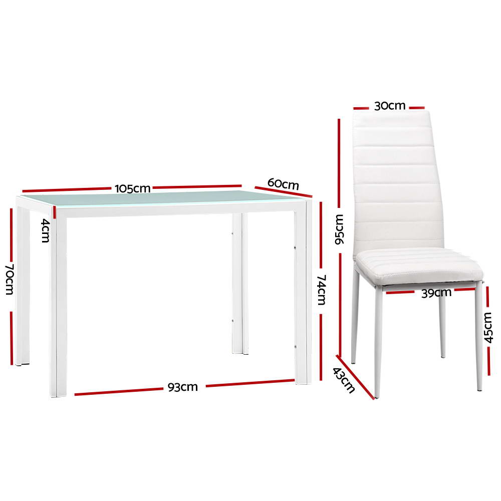 Artiss 5 Piece Dining Table Set - White