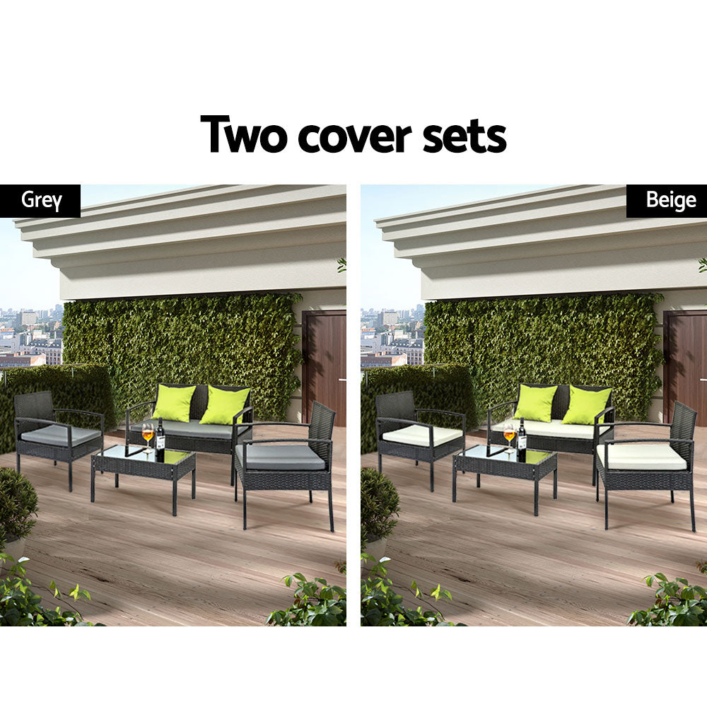 Gardeon Outdoor Sofa Set Wicker Lounge Setting Table and Chairs Patio Furniture