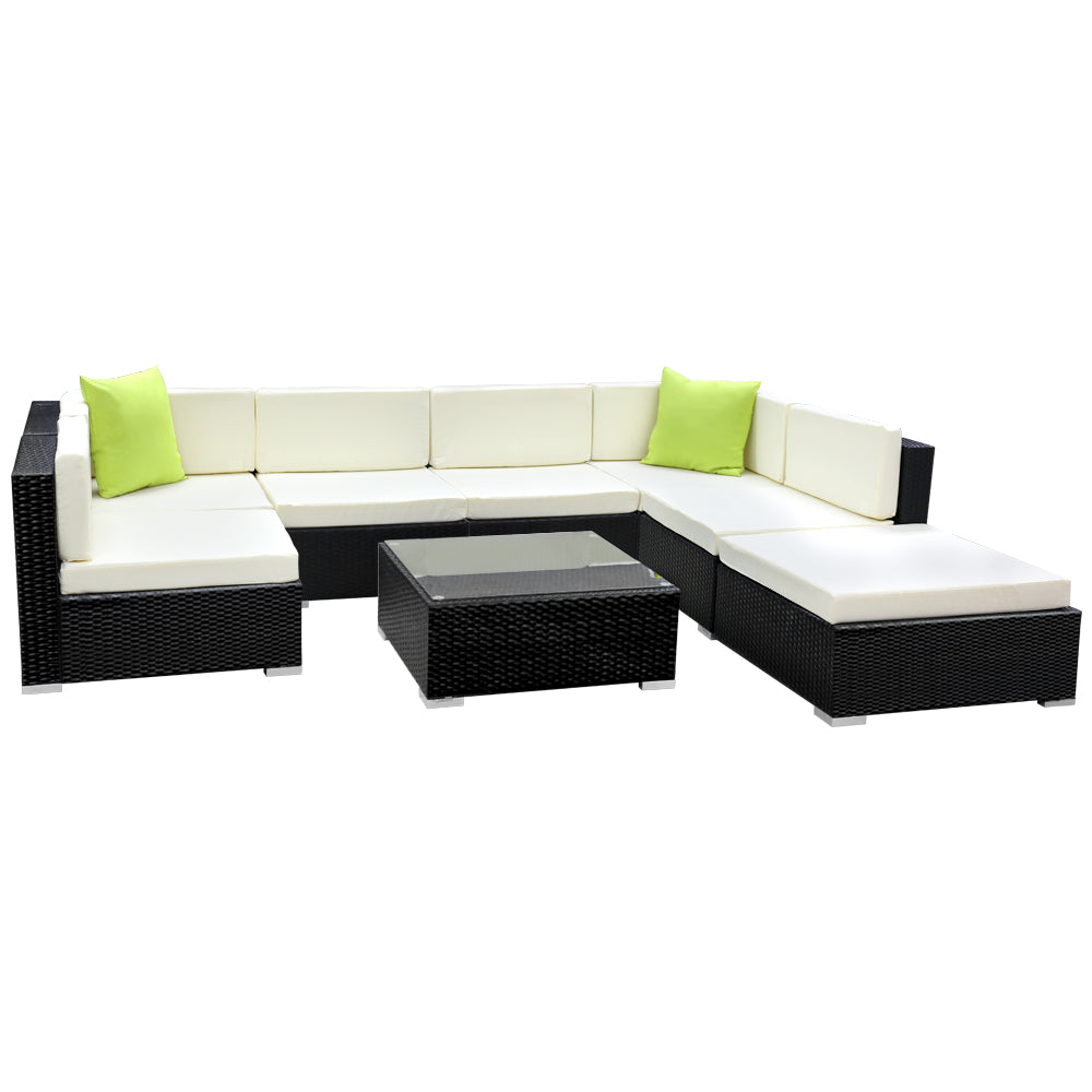 Gardeon 8-Piece Outdoor Sofa Set Wicker Couch Lounge Setting 7 Seater