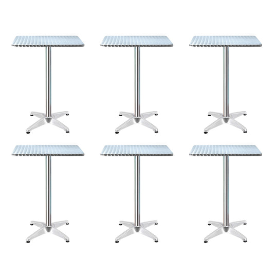 Gardeon 6pcs Outdoor Bar Table Furniture Adjustable Aluminium Square Cafe Table