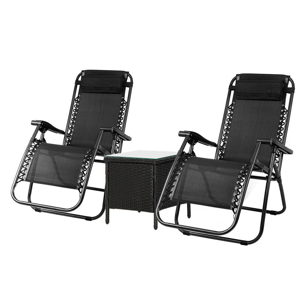 Gardeon Sun Lounge Zero Gravity Chair Table Outdoor Folding Recliner Reclining