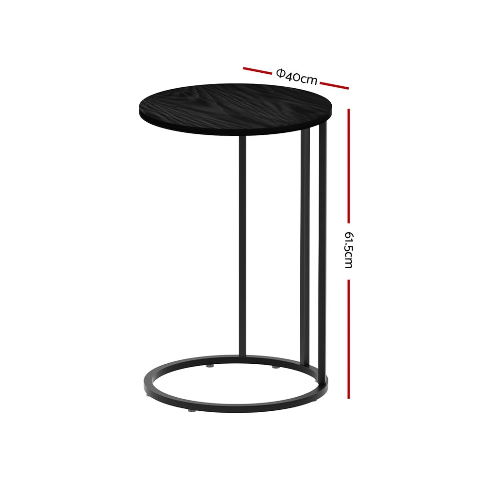 Artiss Coffee Table Side Table Round Black Martha