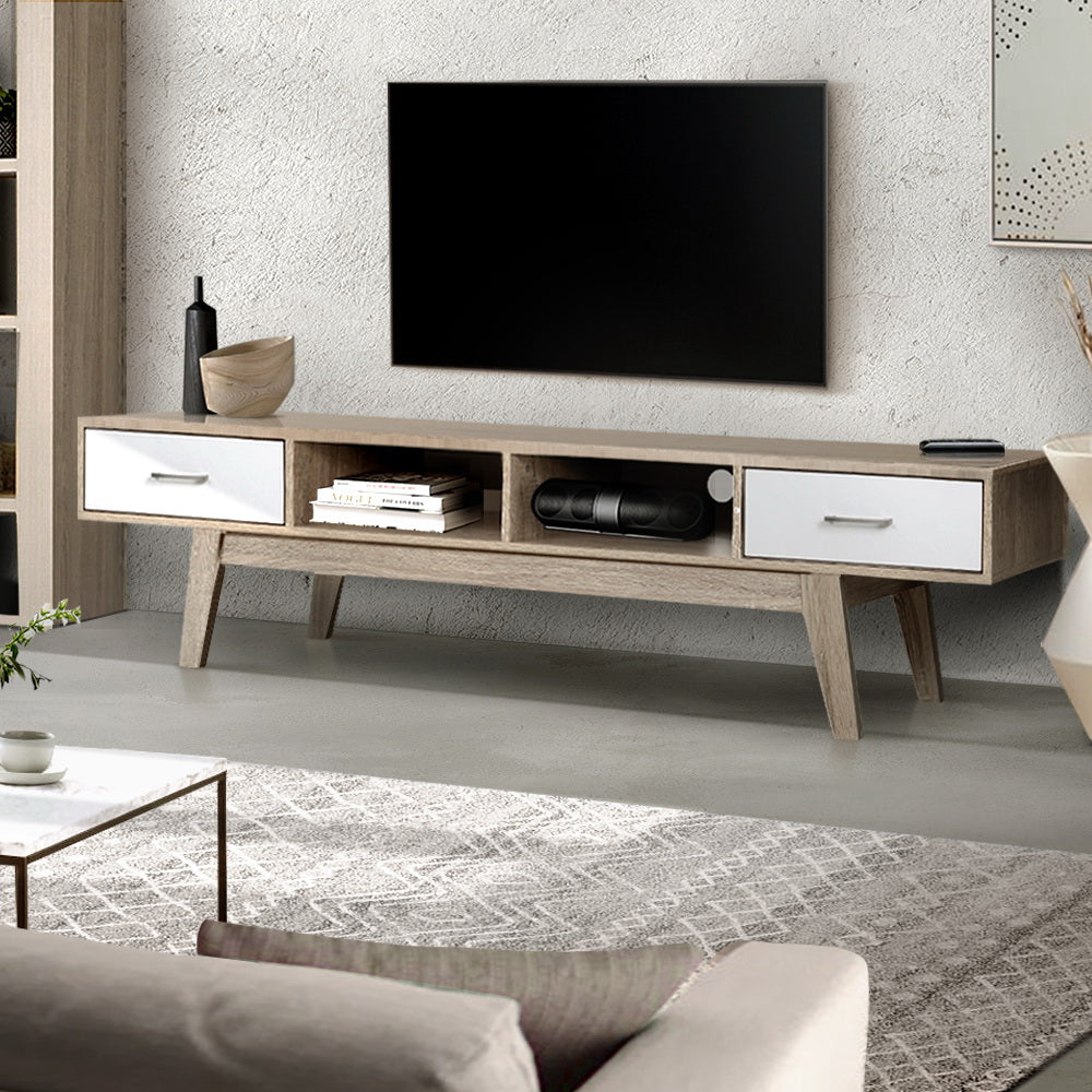 Artiss TV Cabinet Entertainment Unit 180cm Oak White Gary