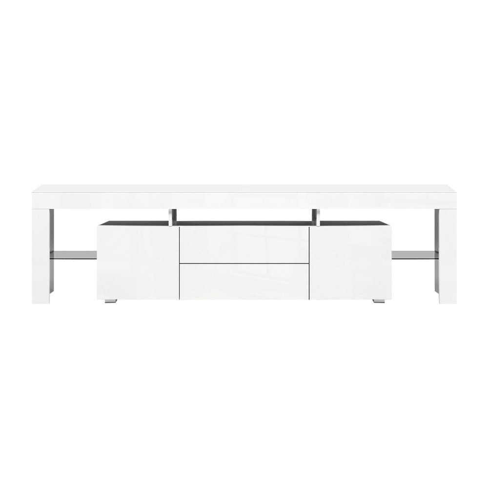 Artiss TV Cabinet Entertainment Unit Stand RGB LED Gloss Furniture 200cm White