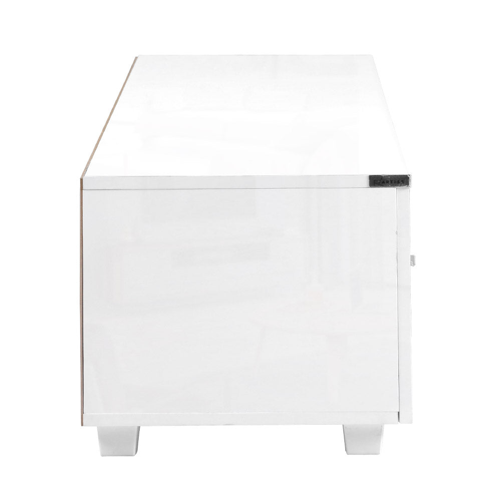 Artiss TV Cabinet Entertainment Unit Stand High Gloss Furniture Storage Drawers 140cm White