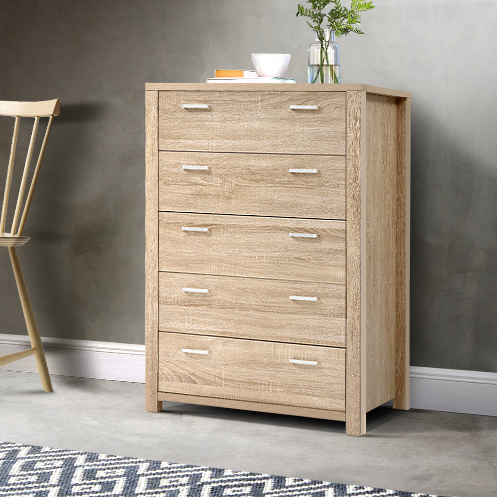 Artiss 5 Chest of Drawers - MAXI Pine