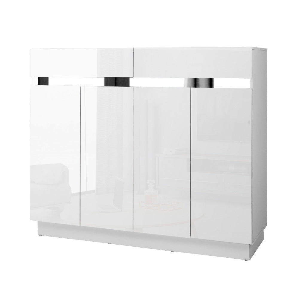 Artiss 120cm Shoe Cabinet Shoes Storage Rack High Gloss Cupboard White Drawers