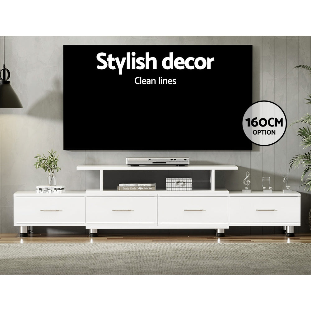 Artiss TV Cabinet Entertainment Unit Stand Wooden 160CM To 220CM Lowline Storage Drawers White