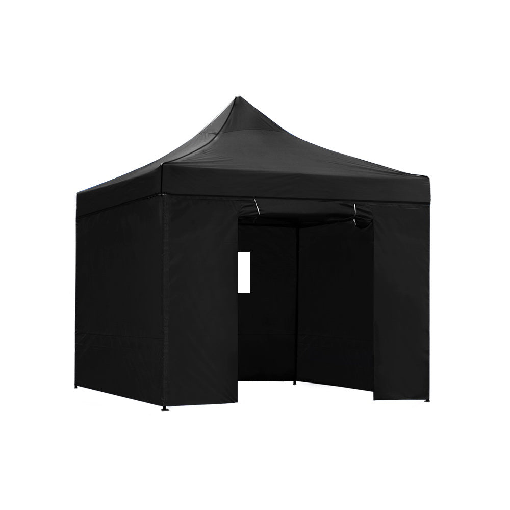 Instahut Gazebo Pop Up Marquee 3x3 Folding Wedding Tent Gazebos Shade Black