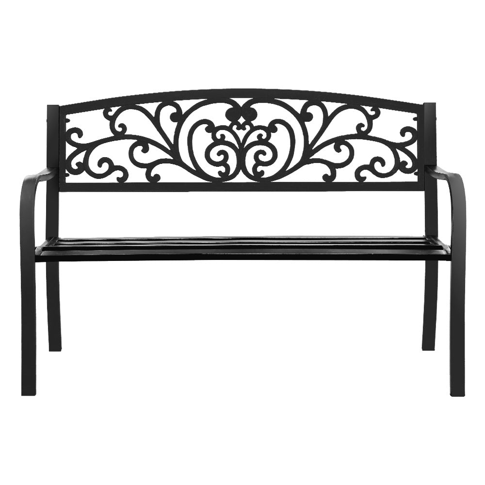 Gardeon Outdoor Garden Bench Seat Steel Outdoor Furniture 3 Seater Park Black