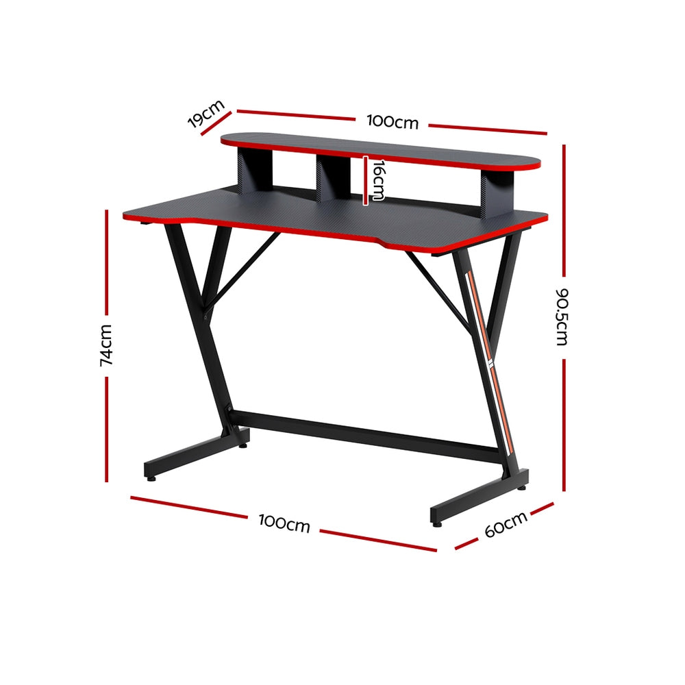 Artiss Gaming Desk Computer Desks Table 2-Tiers Storage Study Home Ofiice 100CM