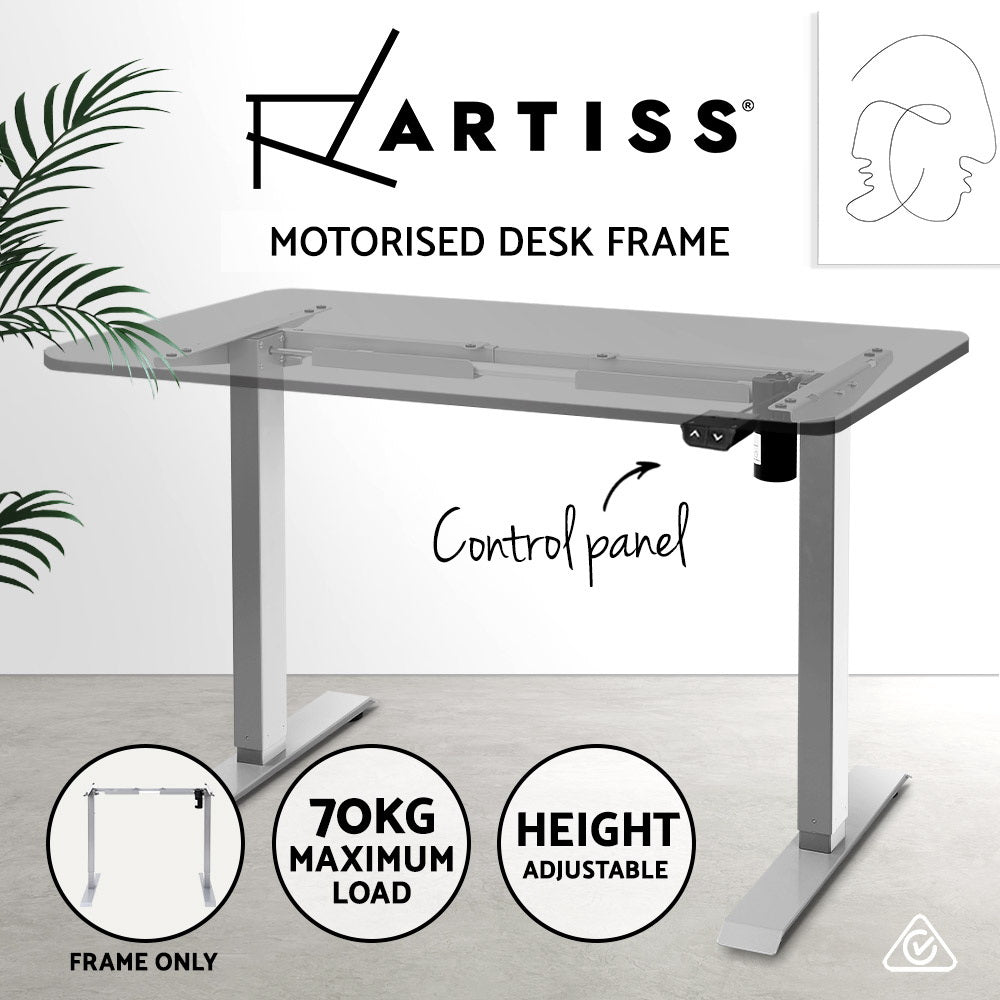 Artiss Standing Desk Sit Stand Riser Height Adjustable Motorised Frame Only Grey