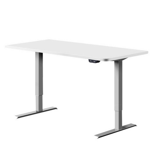 Artiss Standing Desk Adjustable Height Desk Electric Motorised Grey Frame White Desk Top 140cm