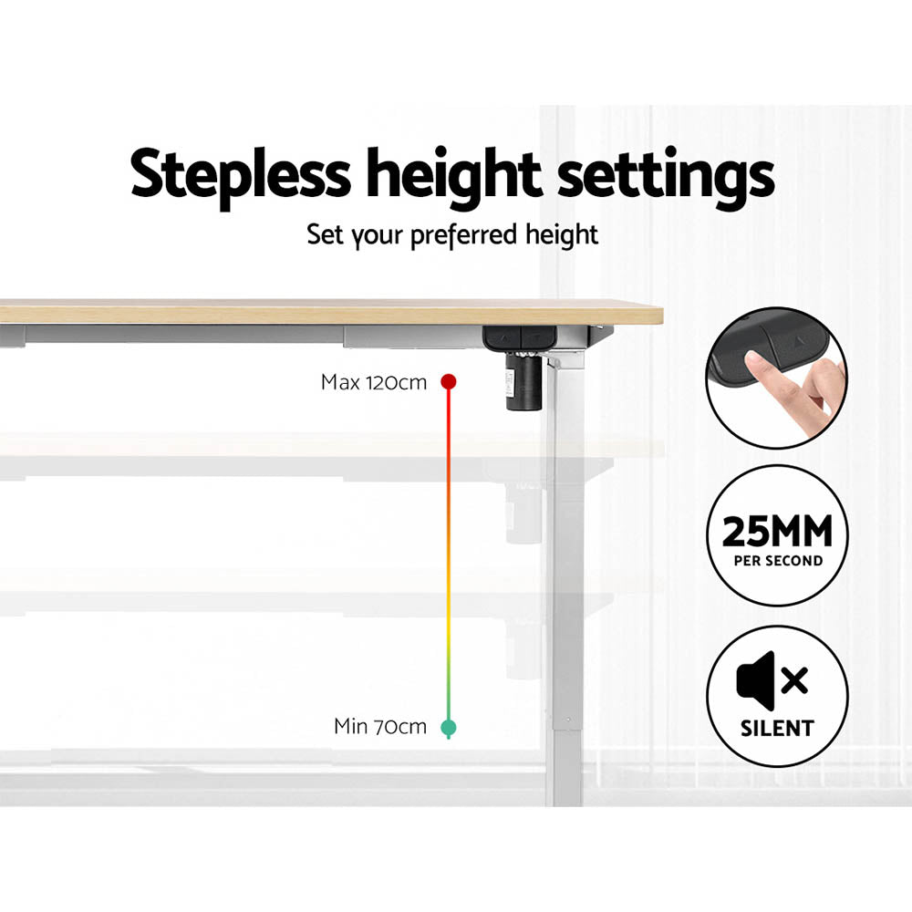 Artiss Standing Desk Motorised Sit Stand Desks White Oak 140CM