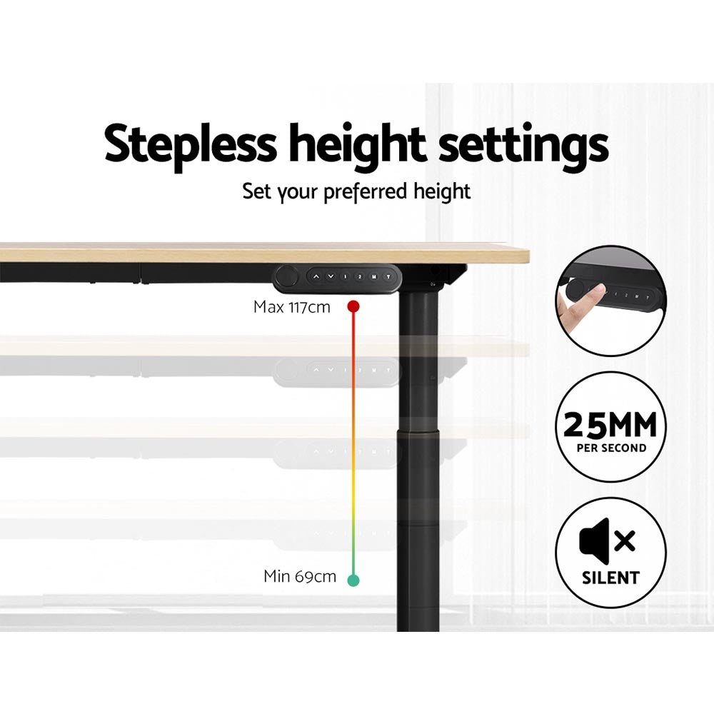 Artiss Standing Desk Motorised Electric Dual Motor White Oak 120CM