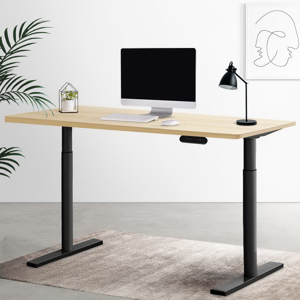 Artiss Standing Desk Motorised Electric Dual Motor White Oak 120CM