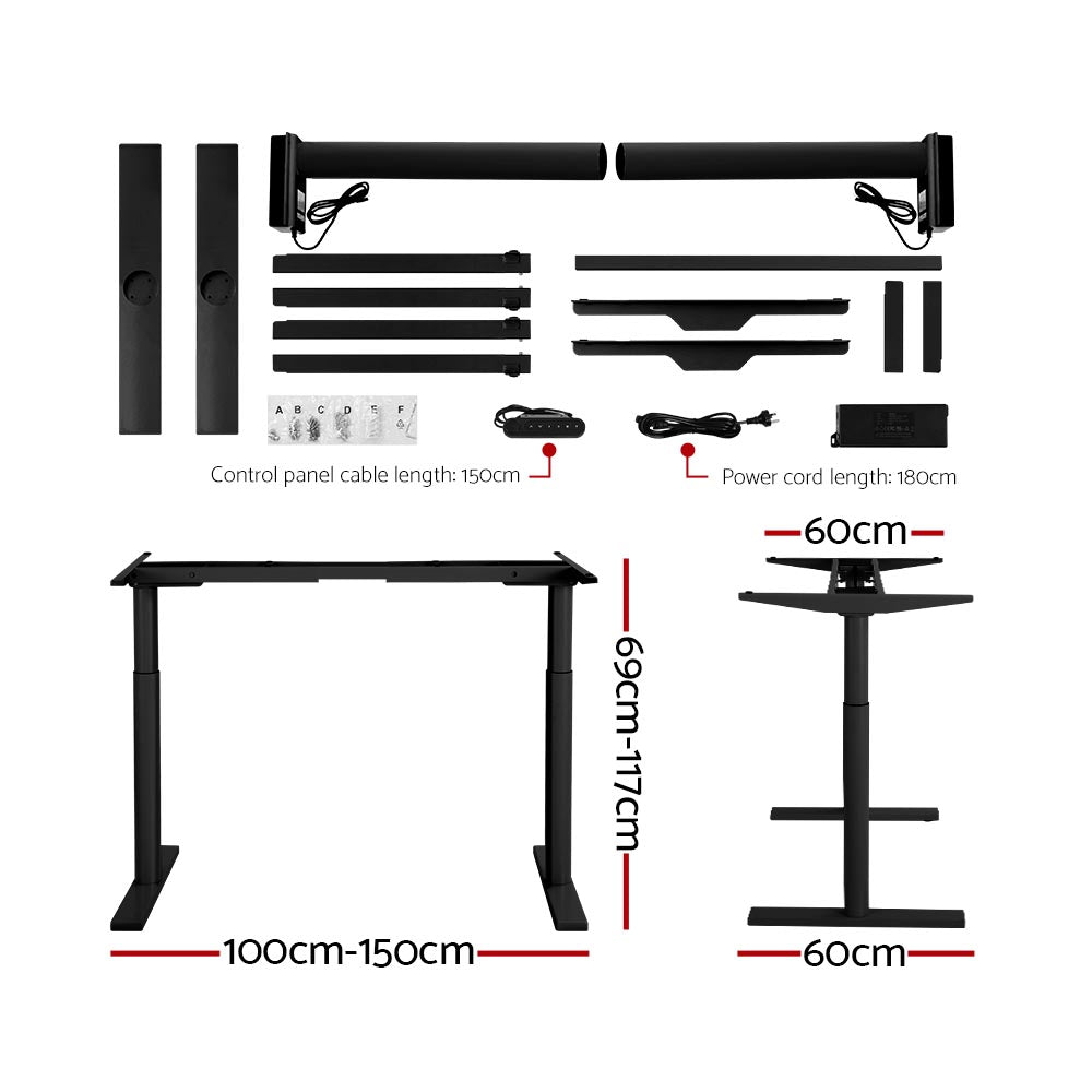 Artiss Standing Desk Motorised Electric Dual Motor Rustic Brown 140CM