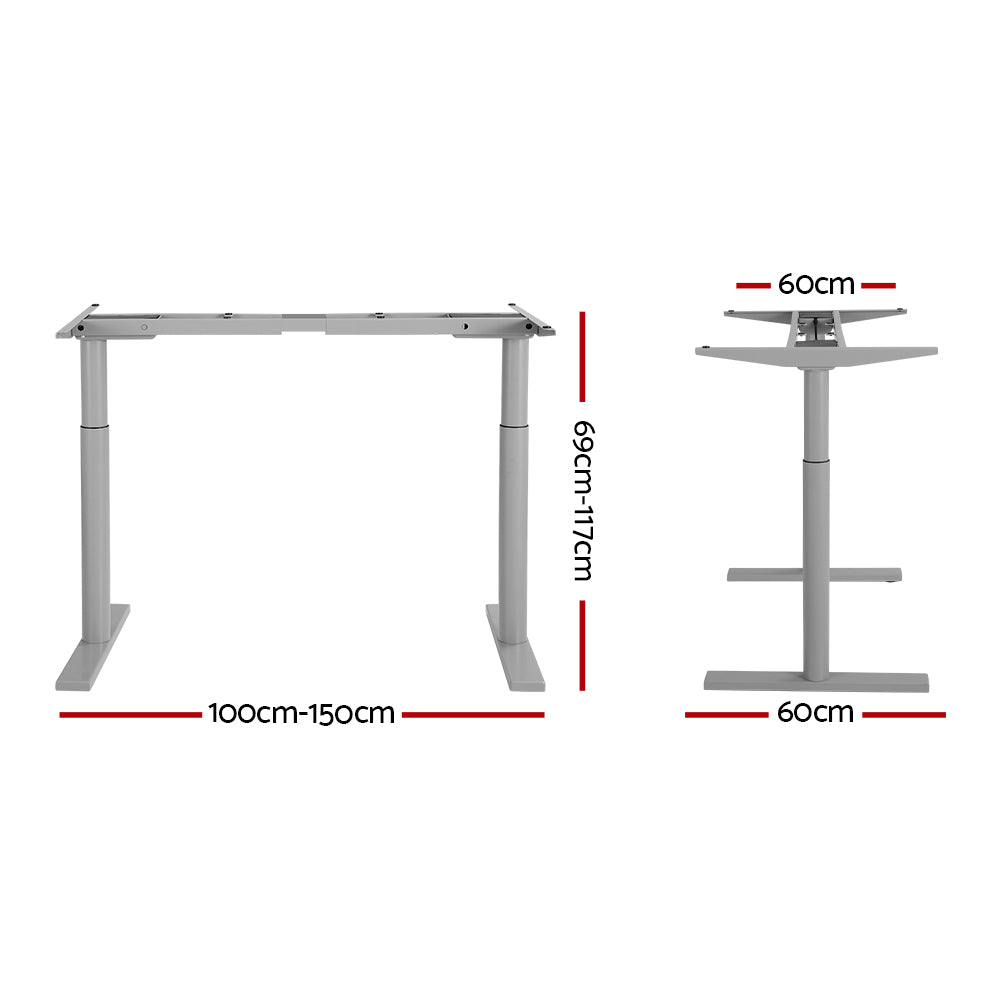 Artiss Standing Desk Frame Only Motorised Dual Motor Grey