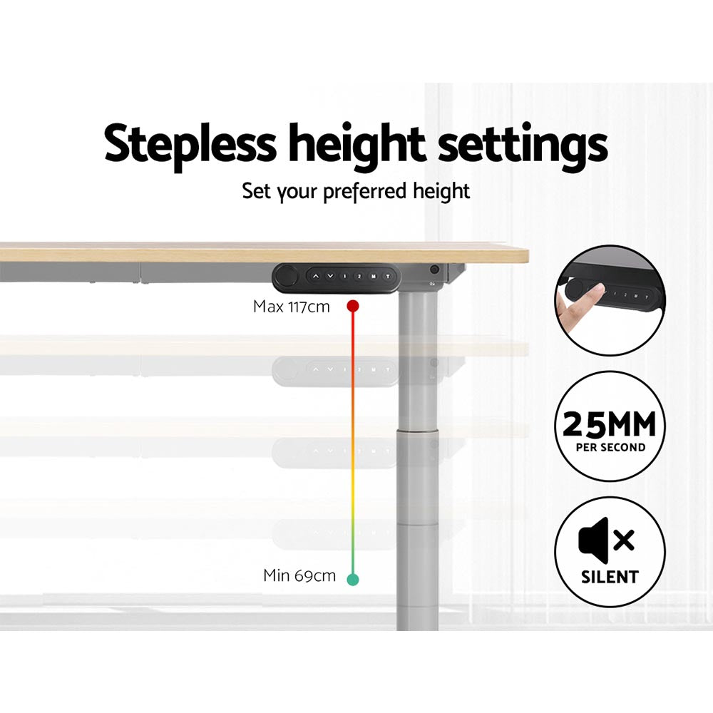 Artiss Standing Desk Motorised Electric Dual Motor White Oak 120CM