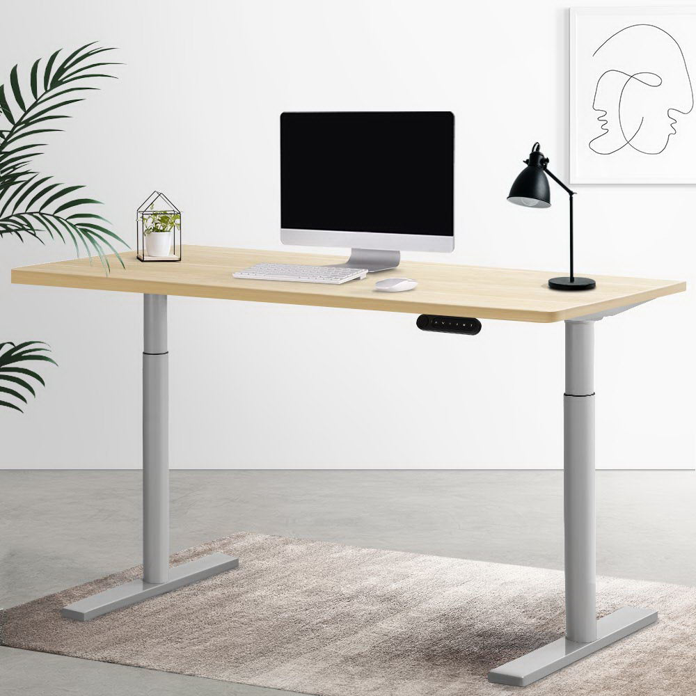 Artiss Standing Desk Motorised Electric Dual Motor White Oak 120CM