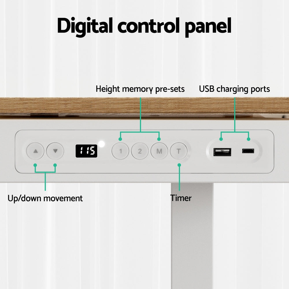 Artiss Standing Desk Motorised Electric Dual Motor Draw 120CM Oak