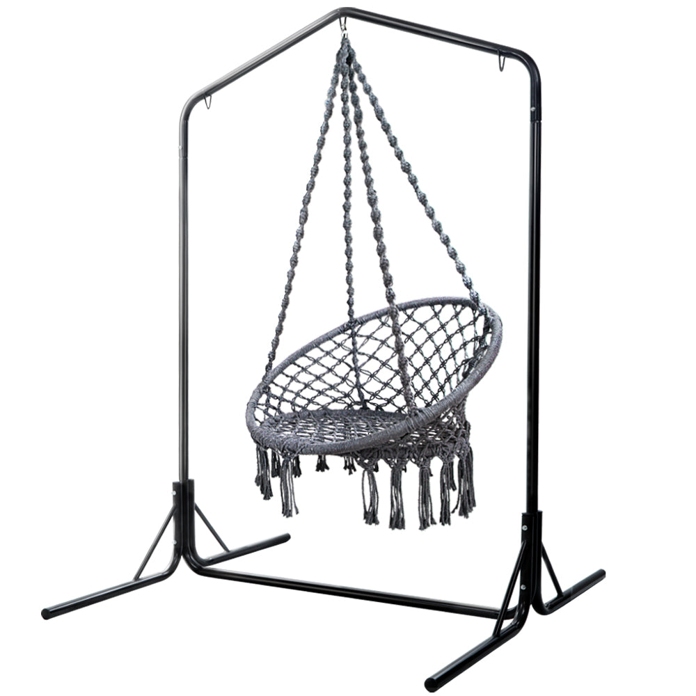 Gardeon Outdoor Hammock Chair with Stand Cotton Swing Relax Hanging 124CM Grey