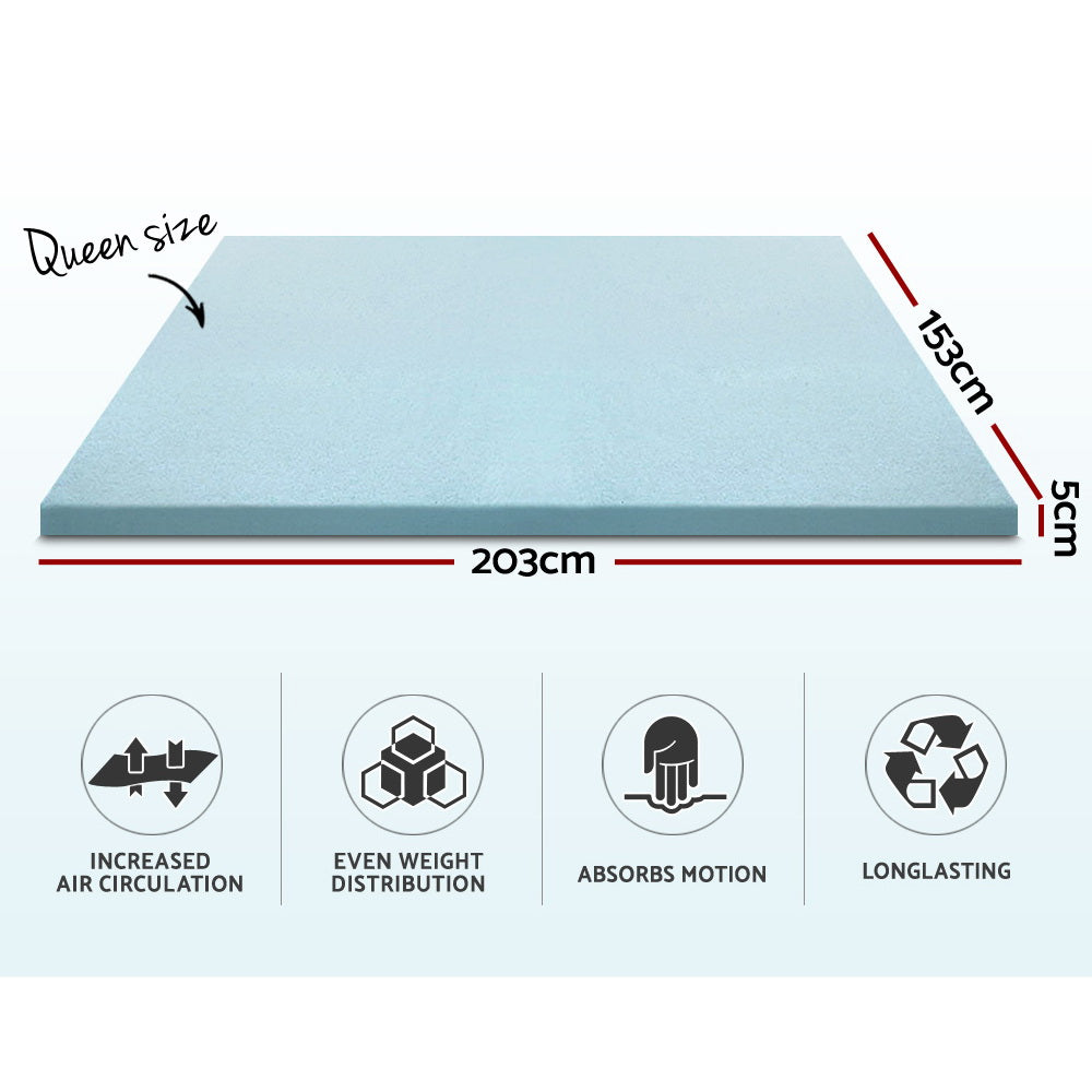 Giselle Bedding Memory Foam Mattress Topper Cool Gel 5cm Queen