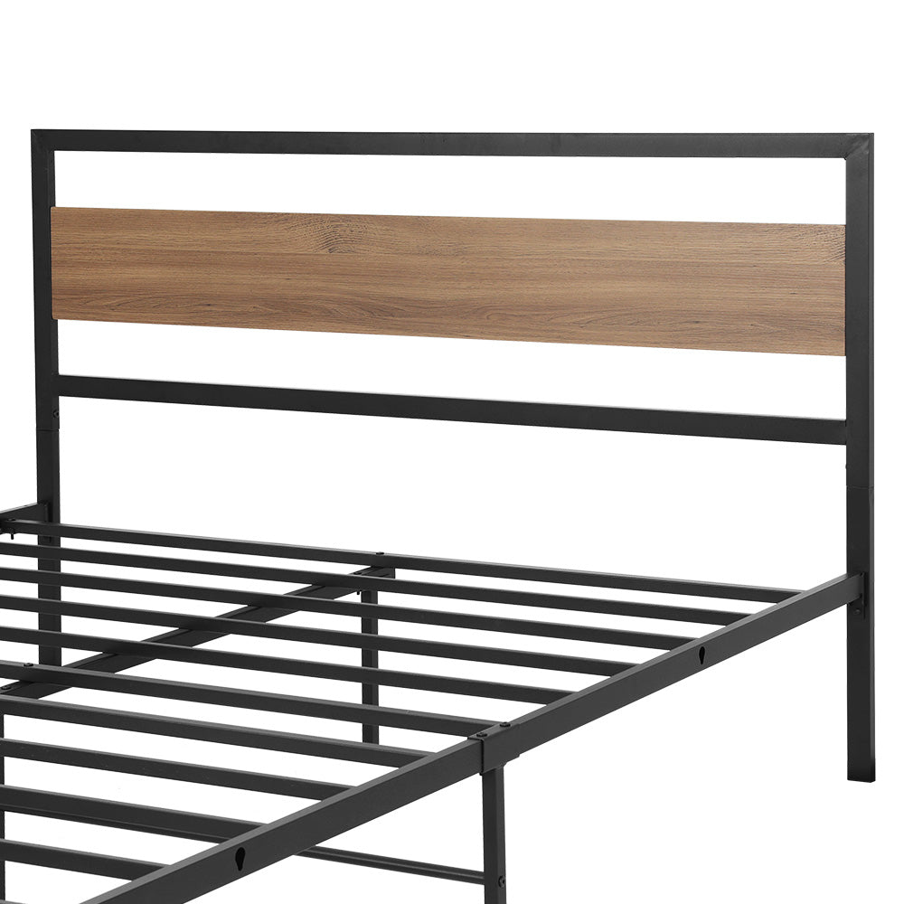 Artiss Bed Frame Queen Size Metal Base Mattress Platform Foundation Black DREW