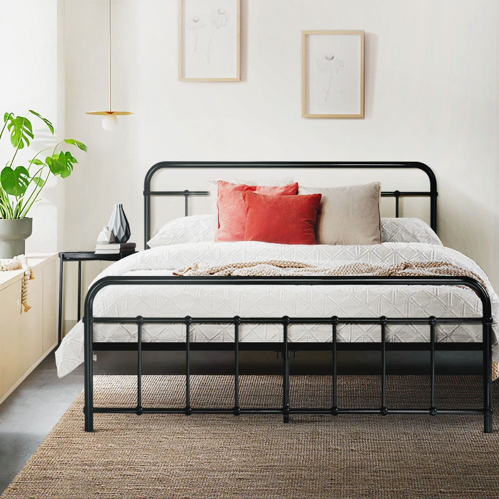 Artiss Bed Frame Metal Frames LEO - Double (Black)