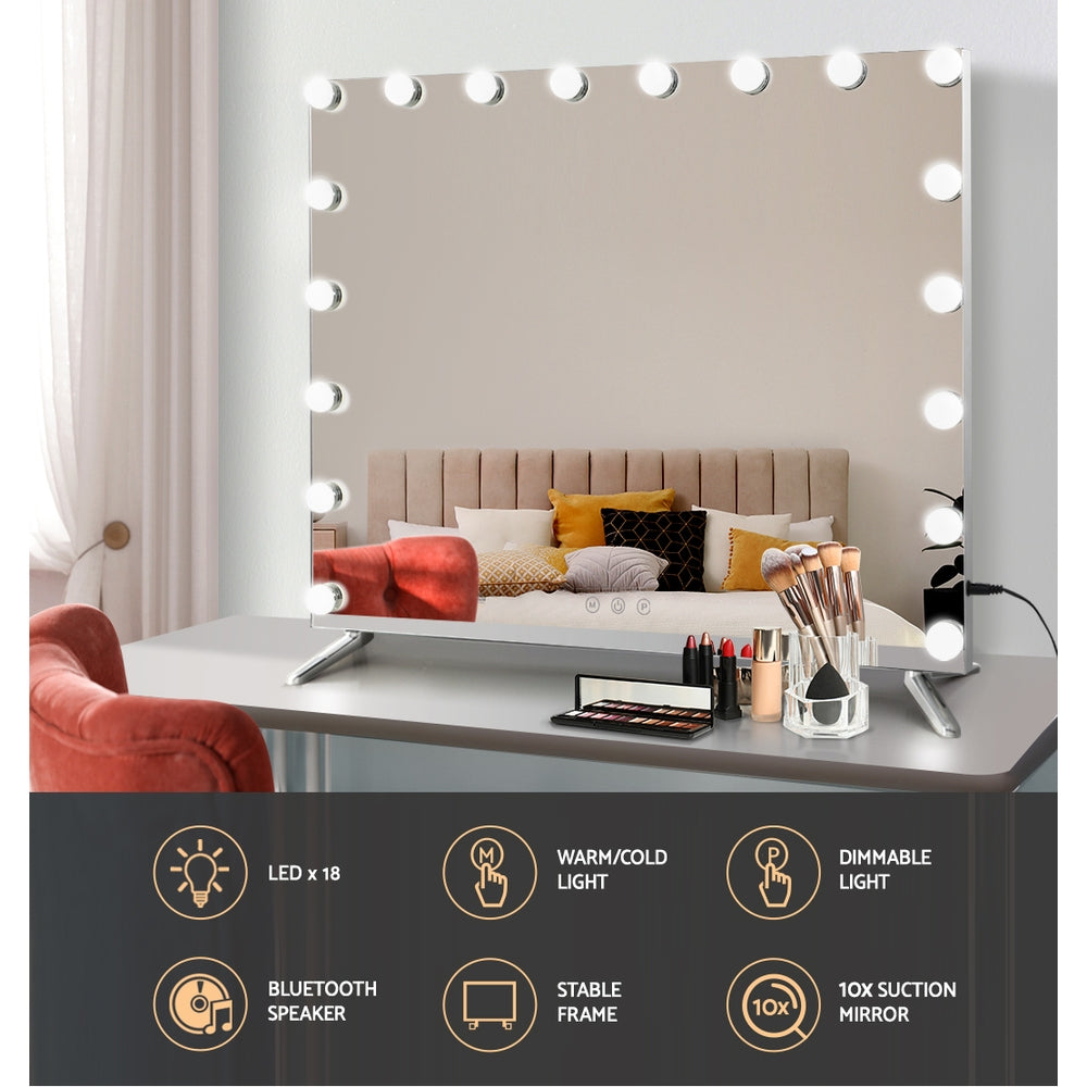 Embellir Bluetooth Makeup Mirror 80X65cm Hollywood with Light Vanity Wall 18 LED