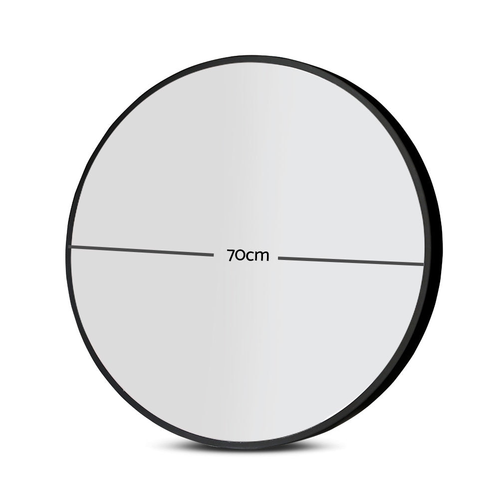 Embellir Wall Mirror Makeup 70cm Home Decor Framed Mirrors Bathroom Round Black